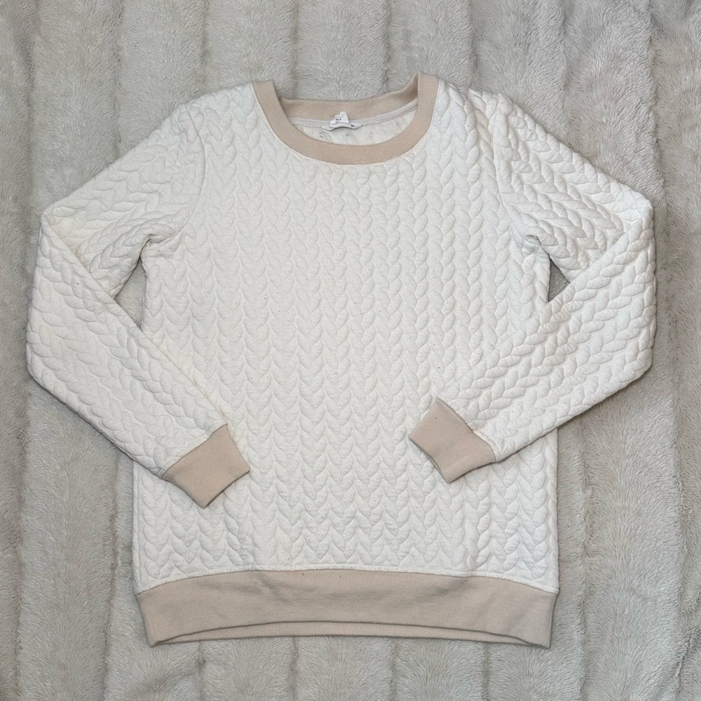 Club Monaco White & Cream Cable Design Sweater
